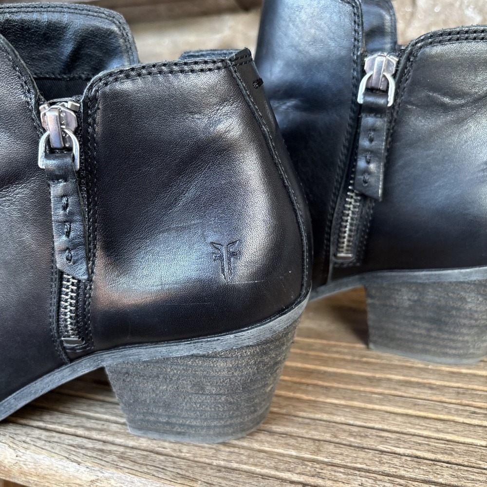 Frye Judith Double Zip Booties, Black Leather, Women's 7 EUC - Picture 6 of 12